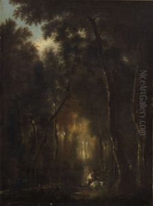 Waldlandschaft mit Hirschjagd