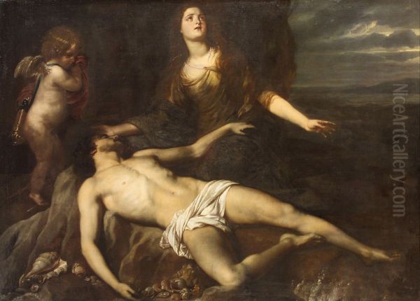 Hero laments the dead Leander - view 1
