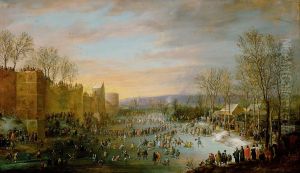 Skating on the moat in Brussels with Archduke Leopold Wilhelm watching