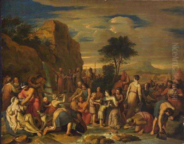 Moses schlagt Wasser aus dem Felsen - view 1