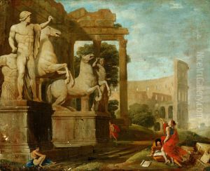 Ruinenlandschaft mit Dioskuren und Kolosseum by Jean Lemaire