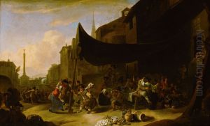 Bauernfest in der Romischen Campagna by Johannes Lingelbach