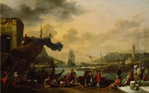 Italienischer Seehafen by Johannes Lingelbach