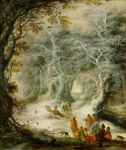 Winterlandschaft mit lagernden Zigeunern