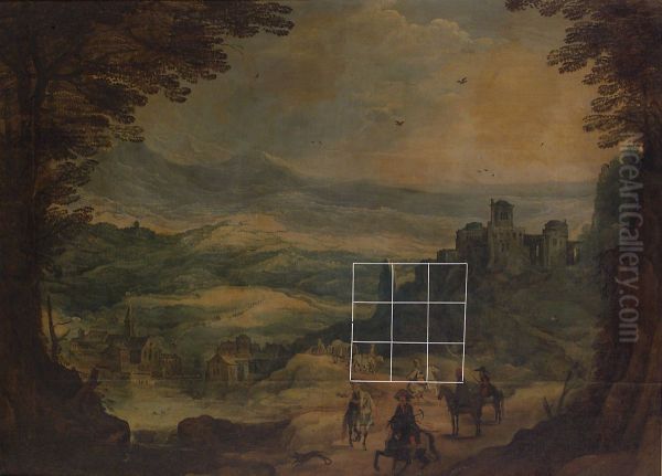 Landschaft mit Festung und Reitern - view 1
