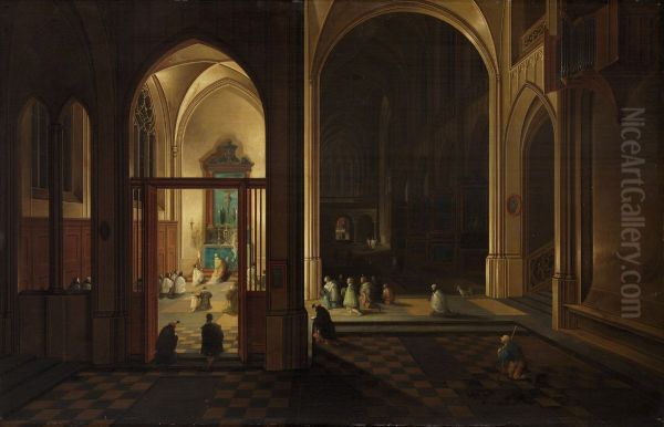 Abendmesse in einer gotischen Kirche - view 1