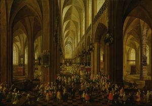 Interior of the Cathedral of Our Lady of Antwerp (Archduke Leopold Wilhelm received by the clergy) by Pieter Neefs the Younger