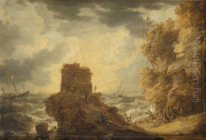 Felskuste mit Wachtturm Felskuste mit Wachtturm