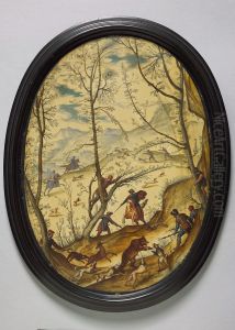 Landschaft mit Bar- und Hirschjagd by Antonio Tempesta