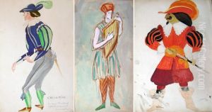 Trois Etudes De Costumes De Theetre by Jules Cayron