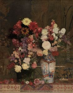 Herbstblumen mit Vase by Franz Rumpler
