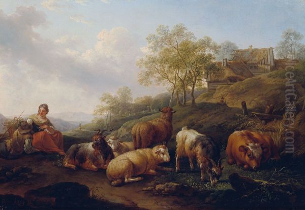 Landschaft mit weidendem Vieh - view 1