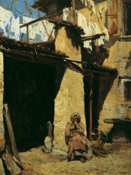 Neapolitanisches Bauernhaus mit Bauerin - view 1