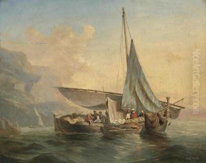 A Fishing Boat Off The Neapolitan Coast by Michel Jean Cazabon