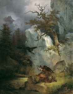Ein Geier auf verendetem Hirsch
