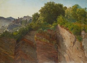 Blick vom Salzburger Monchsberg auf die Festung Hohensalzburg by Friedrich Loos