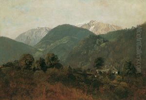 Blick von Scheuchenstein zum Gauermannhof mit Schneeberg im Hintergrund Blick von Scheuchenstein zum Gauermannhof mit Schneeberg im Hintergrund