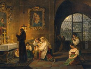 Das Innere einer italienischen Kirche by Johann Nepomuk Schodlberger