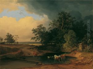 Aulandschaft bei Abendstimmung Aulandschaft bei Abendstimmung