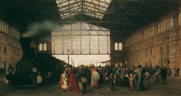 Arrival of a train at Vienna northwest-station - view 1