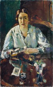 Dame in weisser Bluse (Erste Gattin des Kunstlers) by Anton Faistauer