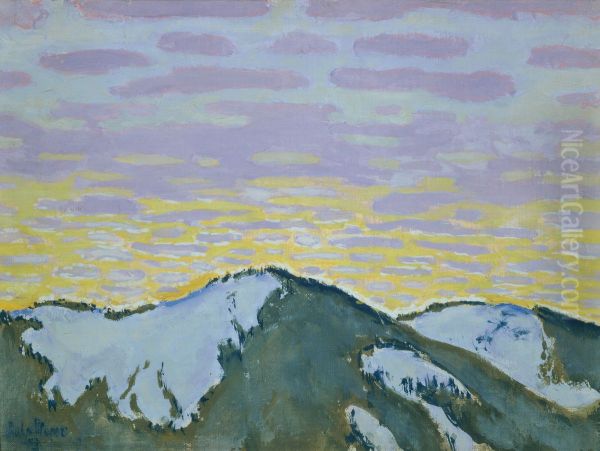 Verschneite Berggipfel in der Dammerung - view 1