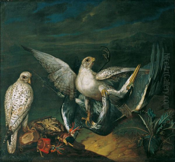 Bird piece, with four different vultures - view 1