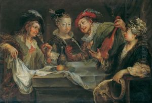 Making avances after the meal by Johann Georg Platzer