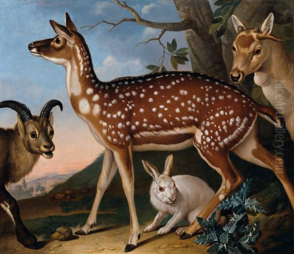Damwild, Steinbock und Hase - view 1