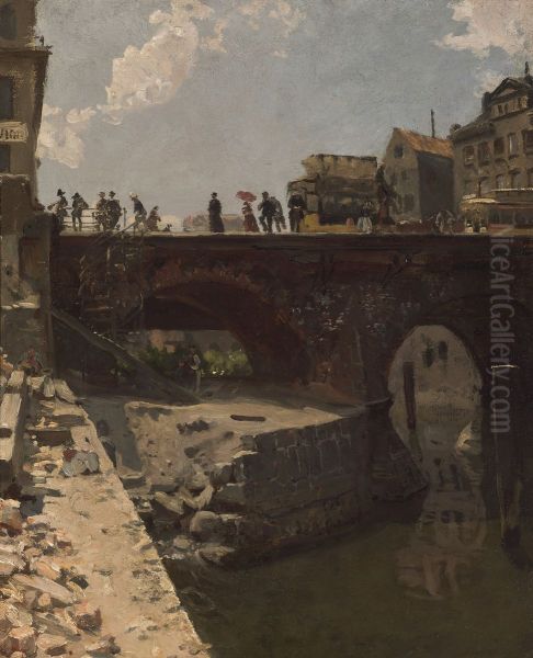 Brucke in einer franzosischen Stadt - view 1