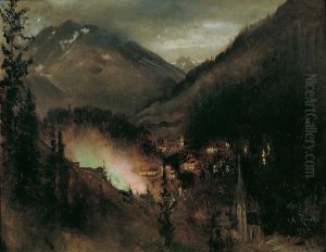 Wildbad Gastein in the evening (with Bengal lights)