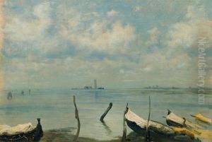 Blick von Mestre auf Venedig (Lagunenlandschaft) by Leopold Carl Muller