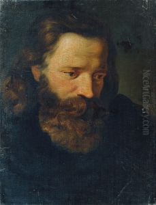 Studienkopf eines bartigen Mannes I by Joseph Hasslwander