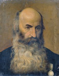 Studienkopf eines bartigen Mannes II by Joseph Hasslwander