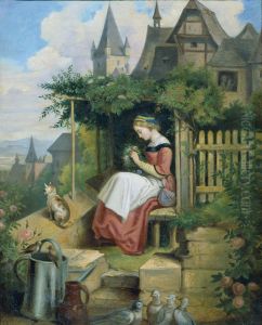 Madchen im Hausgarten