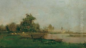 Flusslandschaft mit Boot