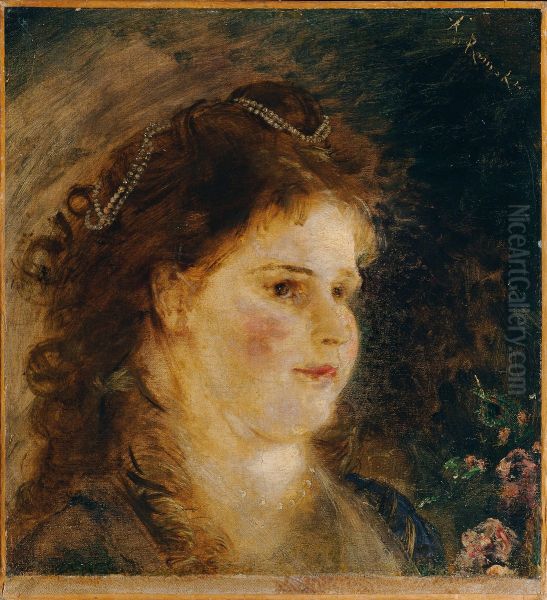 Madchen mit Perlenkette im Haar - view 1