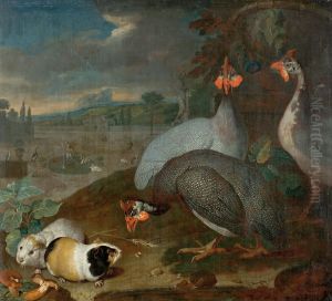 Perlhuhner mit Meerschweinchen Perlhuhner mit Meerschweinchen