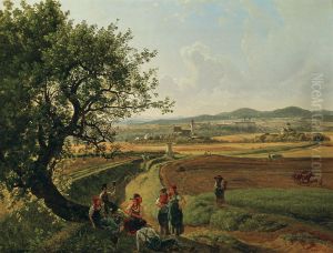 View of the Manors of Emmersdorf Castle and Rothenhof with Melk Abbey in the Background by Josef Rebell