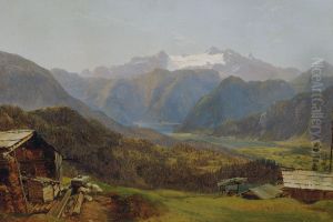 Blick von der Hutteneckalm auf den Hallstatter See und den Dachstein by Friedrich Loos