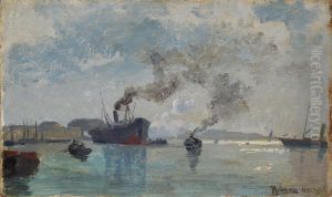 Schiffe im Hafen by Rudolf Ribarz