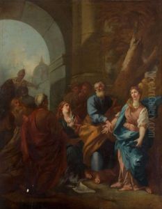 Laban Donne Lea Pour Femme A Jacob Au Lieu De Rachel by Pierre-Jacques Cazes