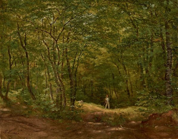 Spazierganger in einer Waldlandschaft - view 1
