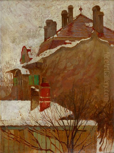 Hauser im Winter (Blick aus dem Atelier) - view 1