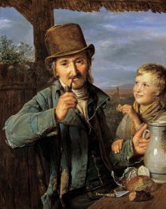 Taglohner mit seinem Sohn by Ferdinand Georg Waldmuller