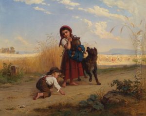 Kinder auf dem Weg zum Erntefeld by Bernhard Reinhold