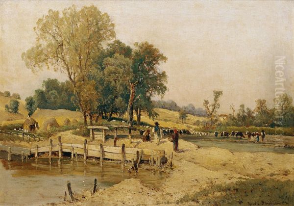 Ungarische Landschaft mit Viehtranke - view 1