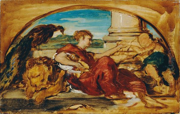 Allegorische Figur mit Lowe und Pfau - view 1