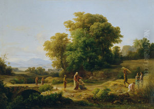 Ideale Landschaft mit Boas und Ruth