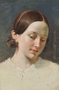 Kopf eines Madchens mit braunem Haar (Studie zu "Rudiger und Angelica")